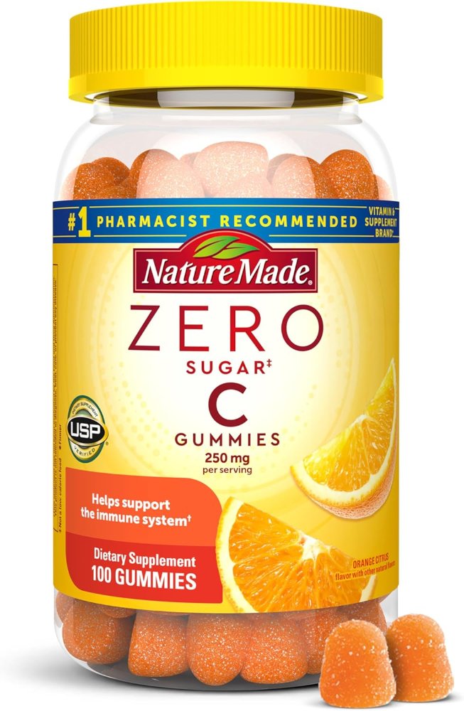 Nature Made Gomitas de vitamina C sin azúcar, 250 mg por porción, apoyo inmunológico y antioxidante, sin aspartamo, 100 gomitas de vitamina C sin azúcar