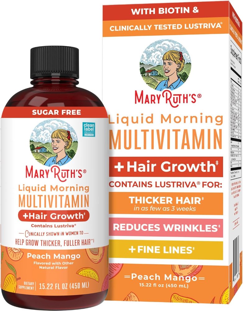 MaryRuth Organics Multivitamínico líquido+crecimiento del cabello | Biotina 10000mcg
