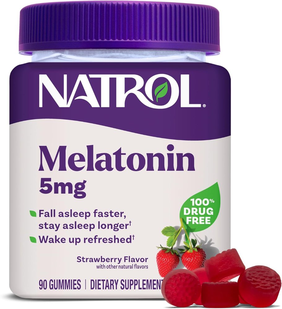 Natrol Gomitas de melatonina, apoyo para dormir, 90 gomitas de melatonina para adultos con sabor a fresa, 5 mg de ayuda para dormir para adultos