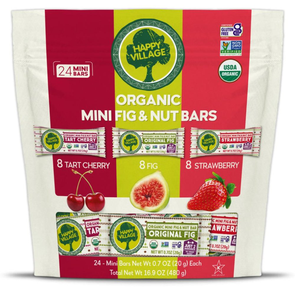 464616 Happy Village Mini Barras Orgánicas de Higos y Nueces 20g
