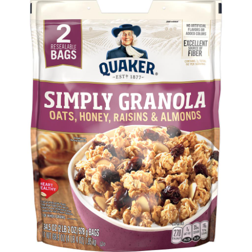 61688 Quaker Simply Granola Avena, Miel, Pasas y Almendras 978g
