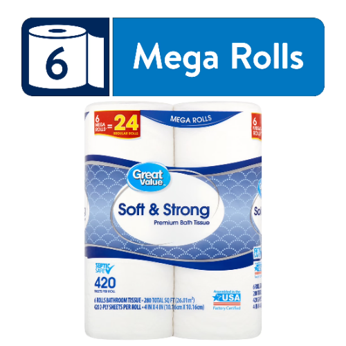 Great Value Papel de Baño Premium / 6 Pack