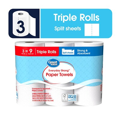 Great Value Papel Toalla Fuerte / 3 Pack