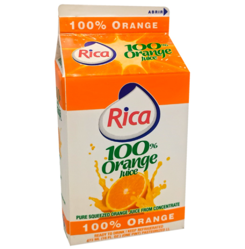 Rica Jugo 100% Naranja 16oz / Con Azúcar