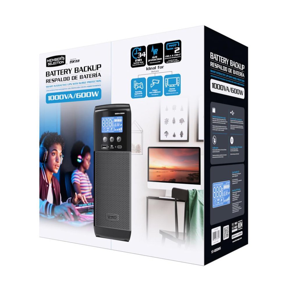 MS UPS Inteligente con Protección contra Sobretensiones 1000VA / 600W ST-1000MS