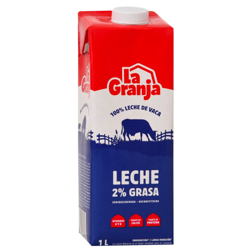 394514 La Granja Leche Semidescremada 2% Grasa 1lt