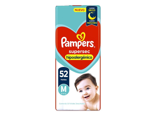 Pampers Pañales M Supersec 52uds