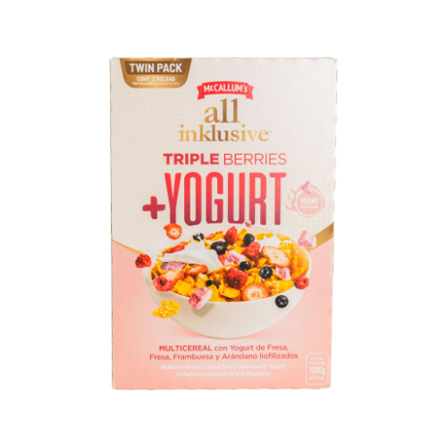 485411 All Inklusive Cereal de Triple Berries y Yogurt de Fresa 2 Unidades / 500g