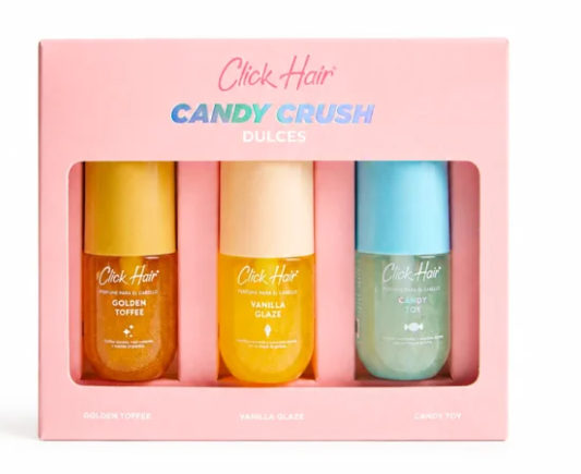 CLICK HAIR KIT X 3 MINI PERFUMES CANDY CRUSH DULCES NUEVA PRESENTACION
