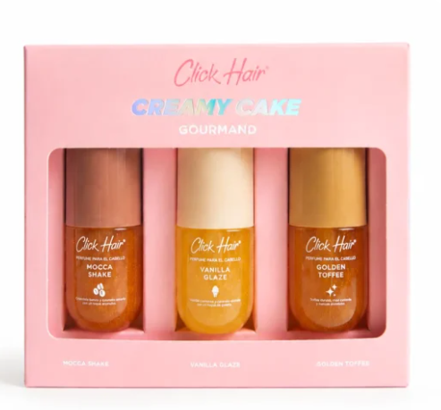 CLICK HAIR KIT X 3 MINI PERFUMES CREAMY CAKE GOURMAND NUEVA PRESENTACIO M