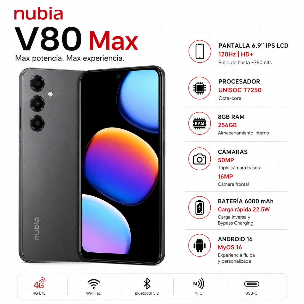 Nubia V80 Max (8+12)/256GB