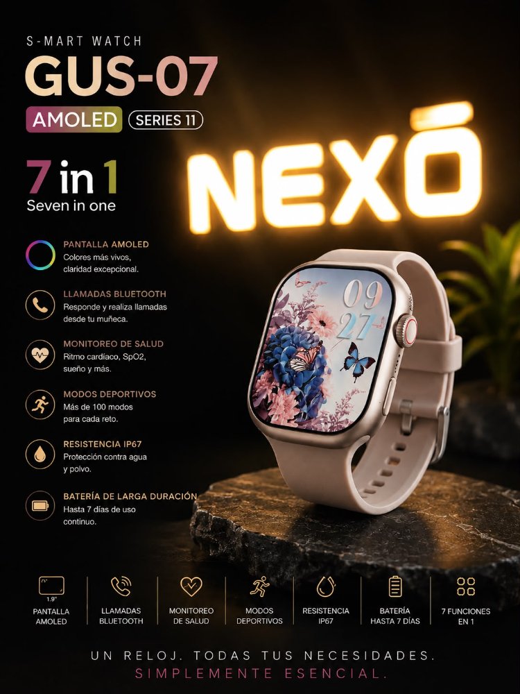 Reloj GUS-07 Amoled 7 correas