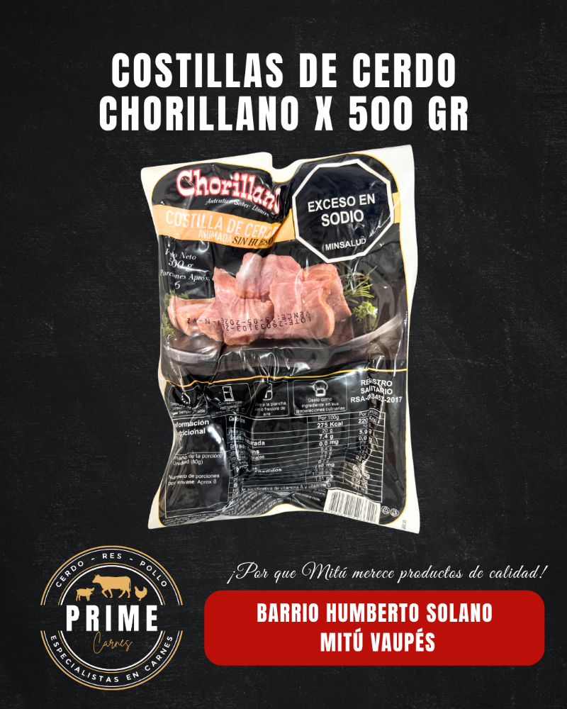 Costilla cerdo ahumada Chorillano x 500 gr