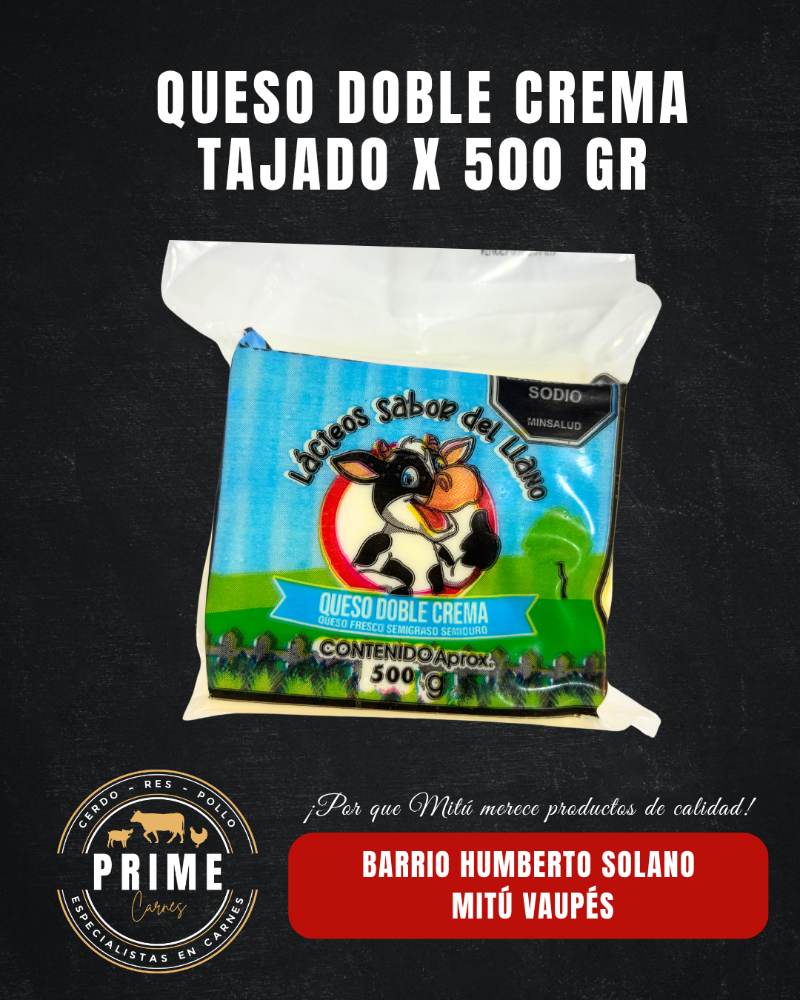 Queso doble crema tajado x 500 gr