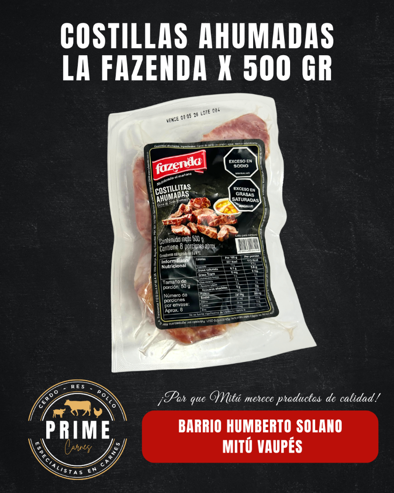 Costilla ahumada la fazenda x 500 gr