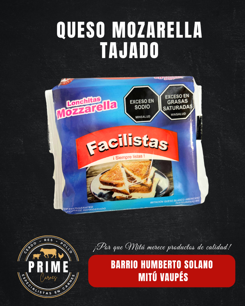 Queso mozarella tajado x 16 und