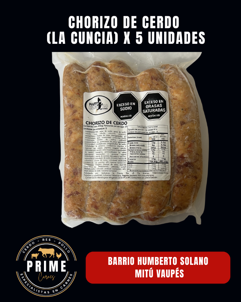CHORIZO DE LA CUNCIA PAQUETE X 5