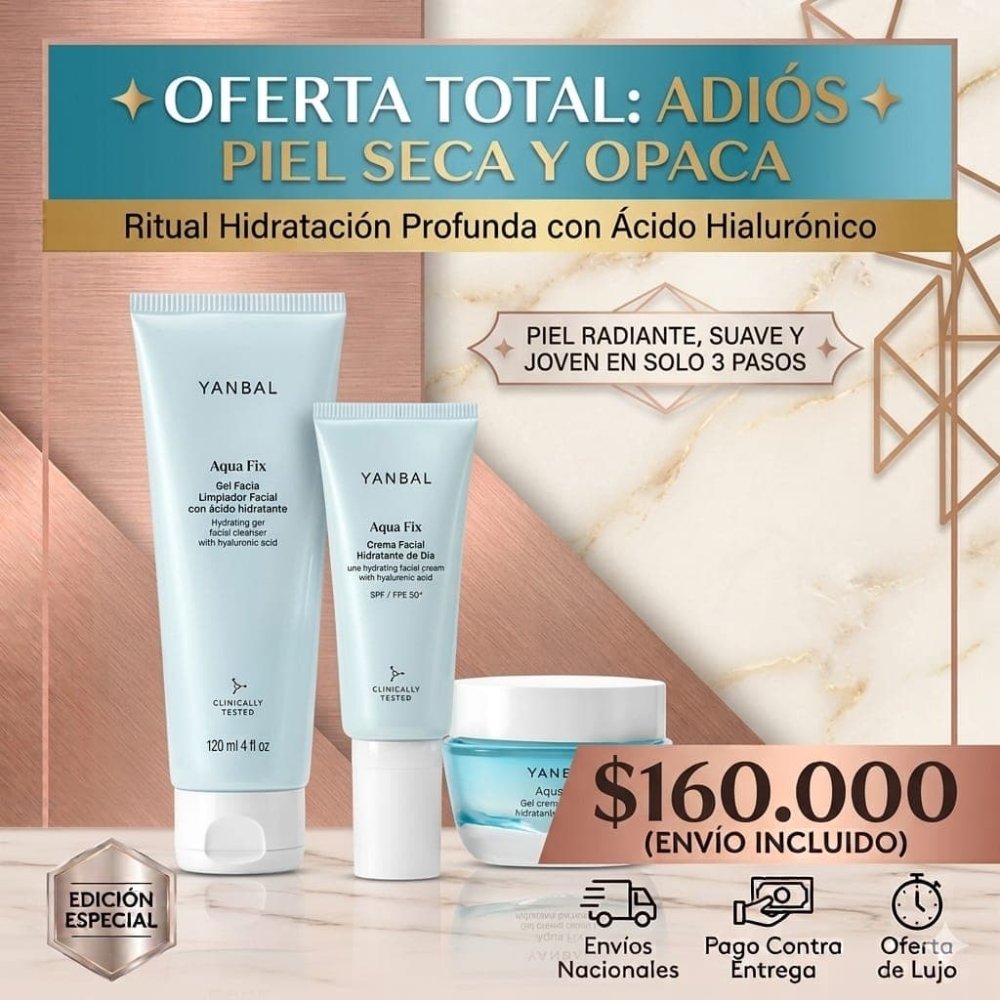 RITUAL DE HIDRATACION CON ACIDO HIALURONICO YANBAL AQUA FIX