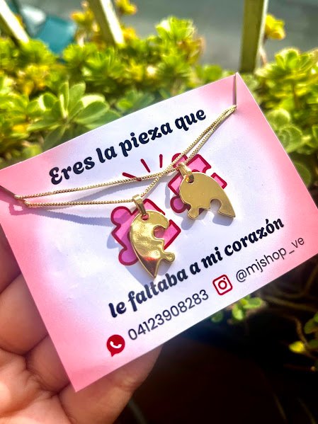 collar doble corazón rompecabezas