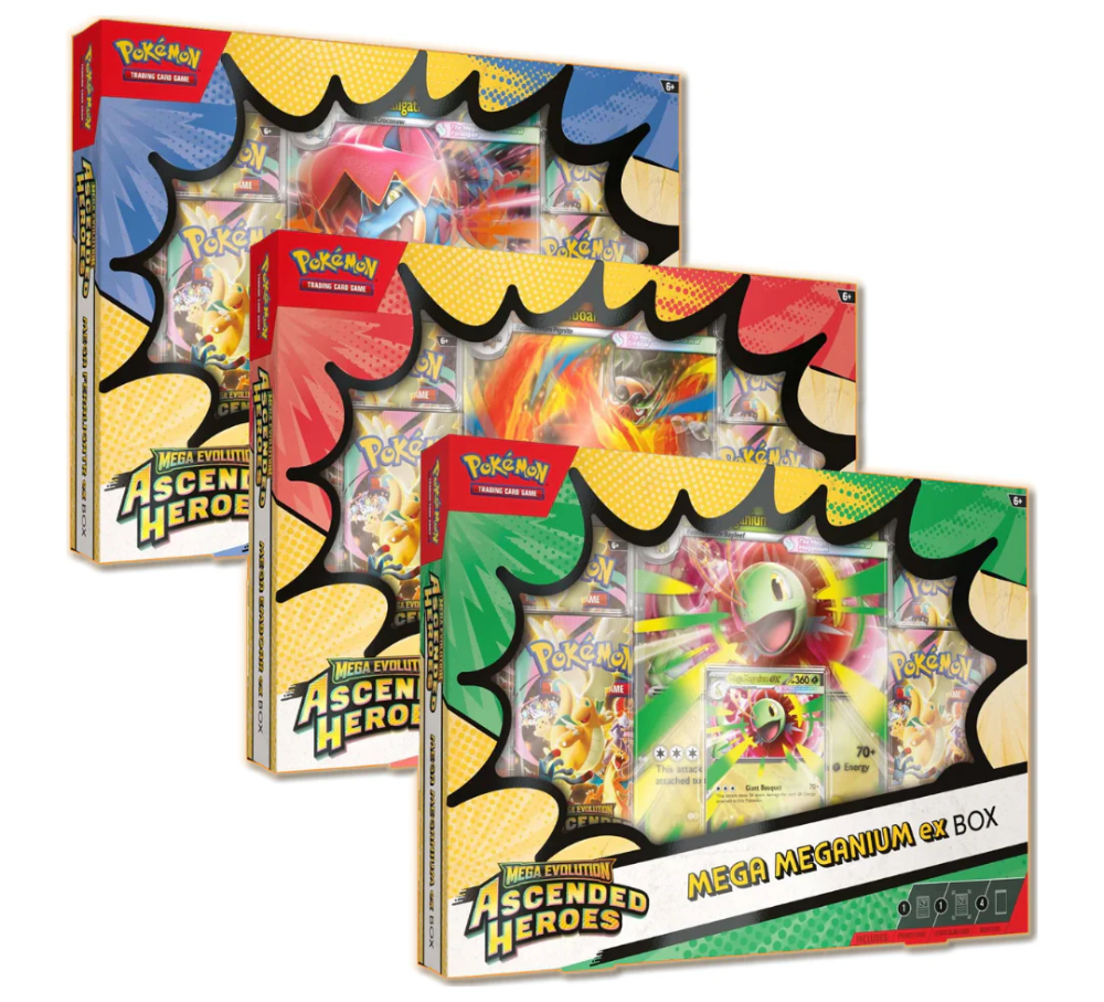 Pokémon TCG: Ascended Heroes Mega Meganium/Emboard/Feraligatr Ex box