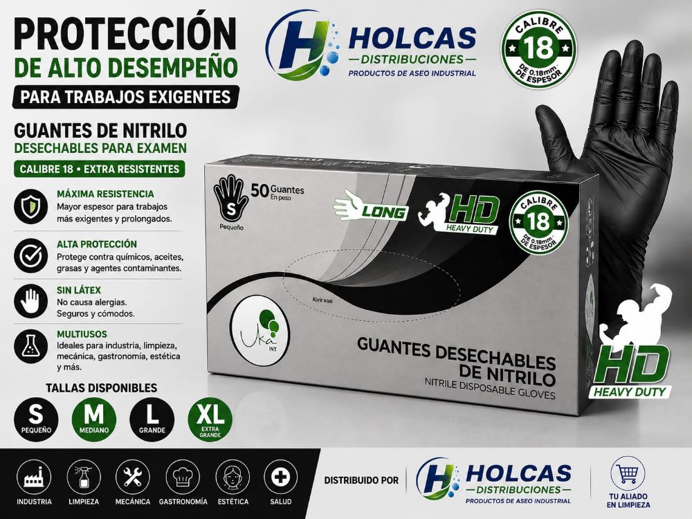 Caja de guantes nitrilo HD x 50 unidades