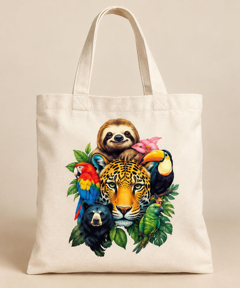 Bolsa tote blanca estampada animales