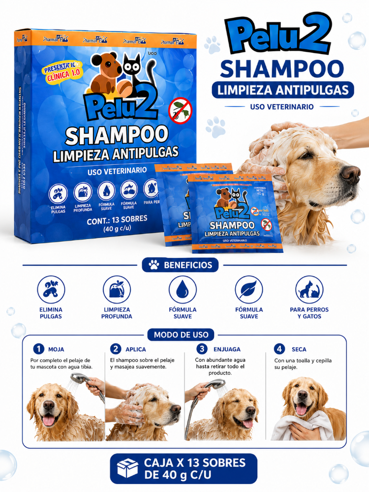 Caja Shampoo Pelu2 Antipulgas
