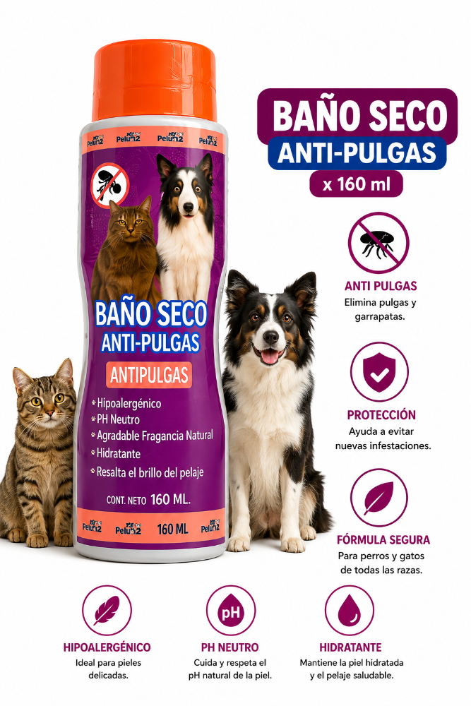 Frasco Baño seco Pelu2 Antipulgas