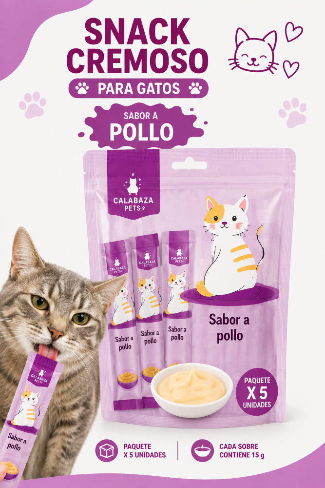 Snack Cremoso Para Gatos Pollo