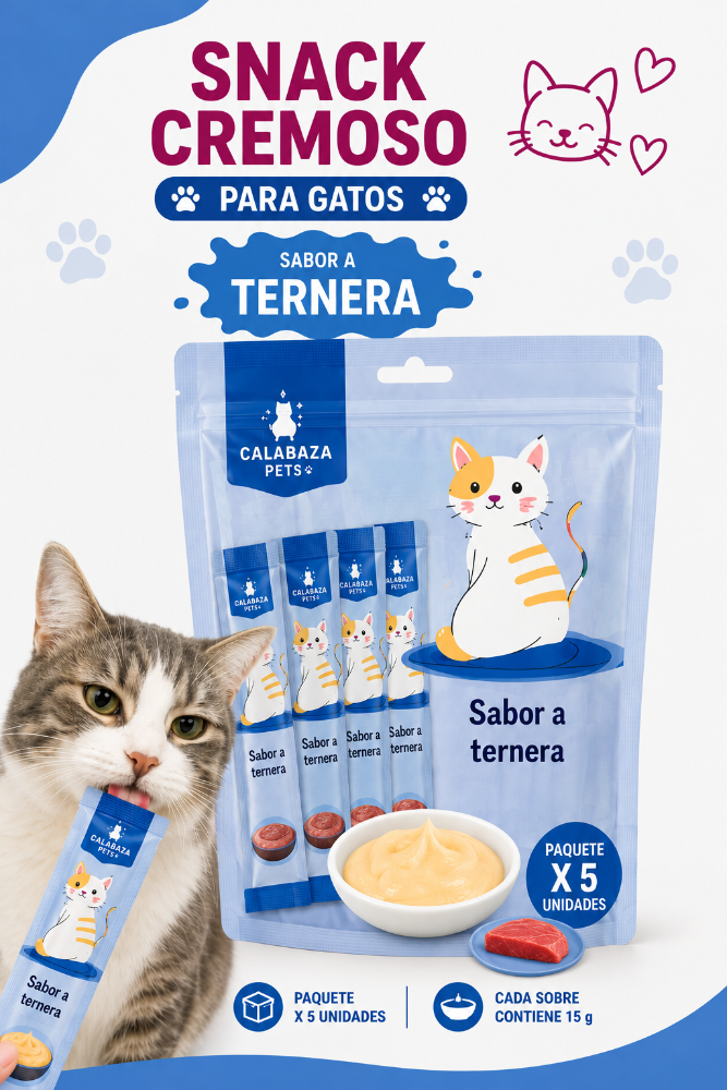 Snack Cremoso Para Gatos Ternera