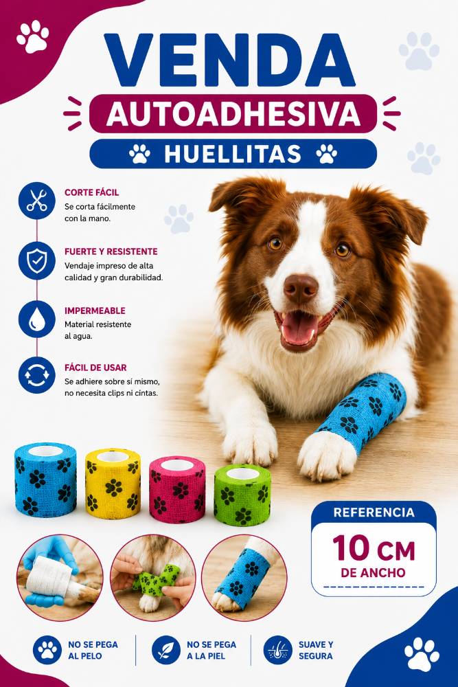 Venda Autoadhesiva Huellitas 10 cm