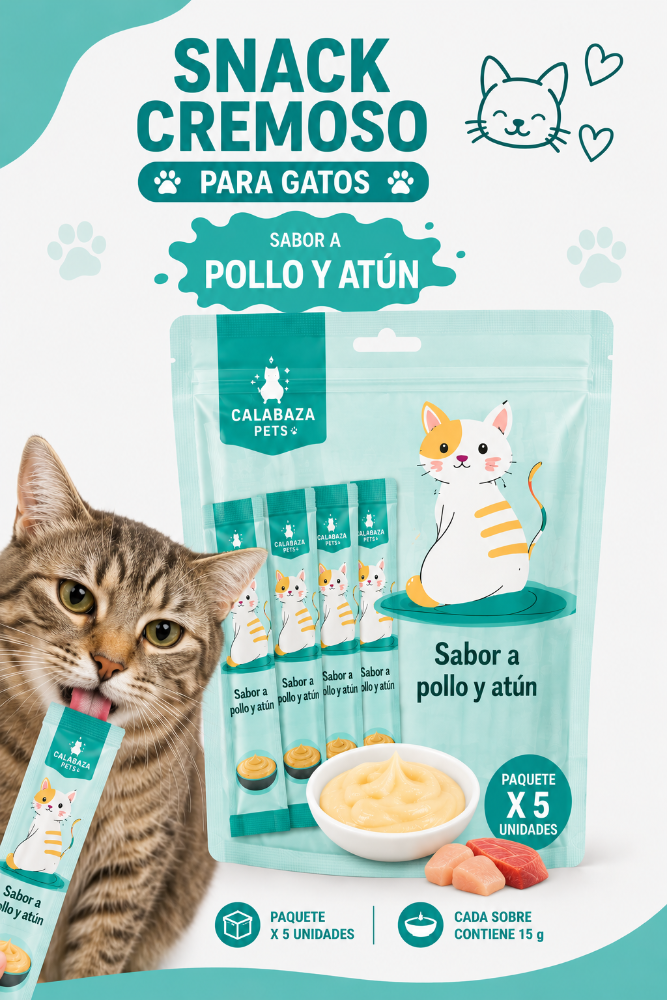 Snack Cremoso Para Gatos Pollo y Atún