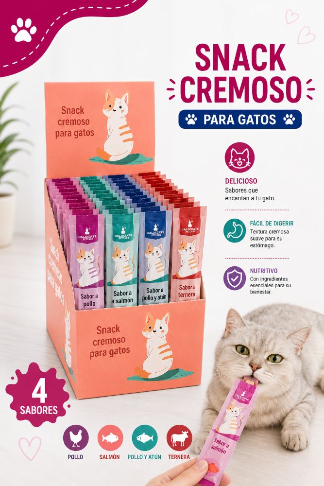 Caja Snack Cremoso Para Gatos Surtidos