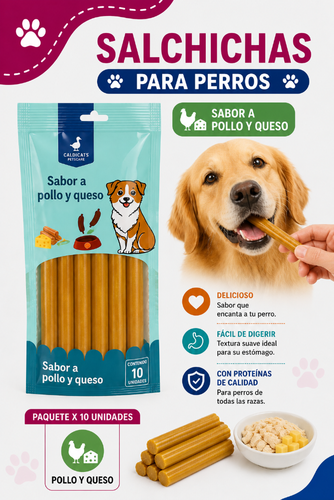 Salchichas Para Perros Pollo y queso