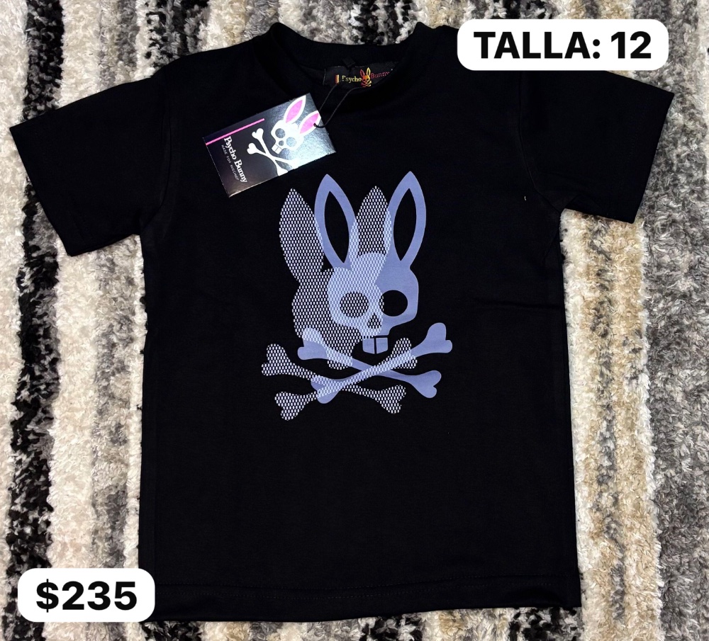 PSYCHO BUNNY NEGRA FRENTE AZUL NIÑO