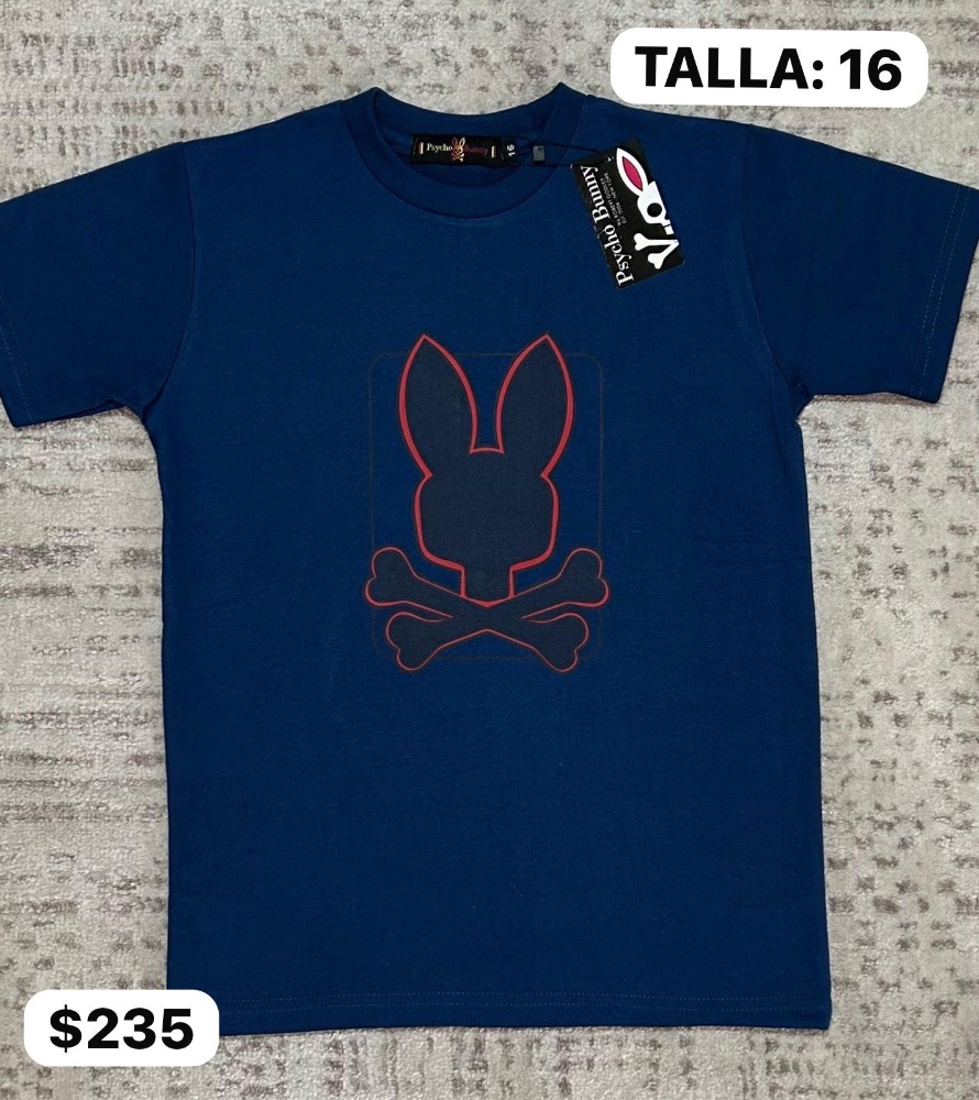 PSYCHO BUNNY AZUL FRENTE ROJO NIÑO