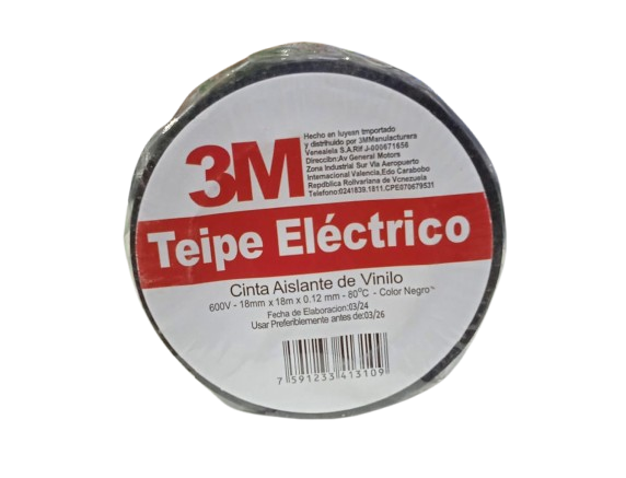TEIPE ELÉCTRICO 18MM X 18 COLOR NEGRO 3M