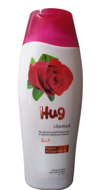 CHAMPÚ FRAGANCIA DE PETALOS DE ROSA 2 EN 1 MARCA HUG 200ML