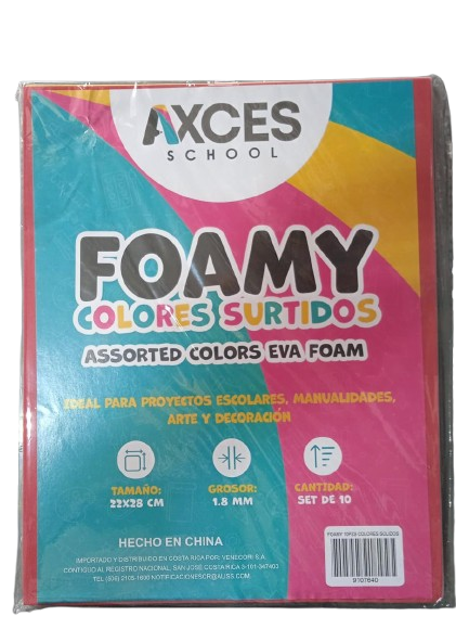 FOAMI COLORES SURTIDOS X 10 MARCA AXCES