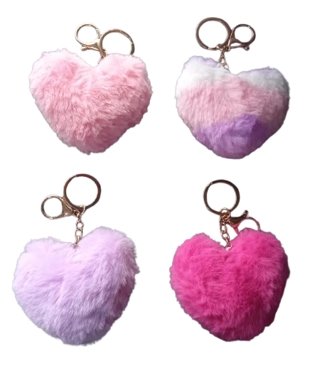 LLAVERO EN FORMA DE CORAZON PELUDO