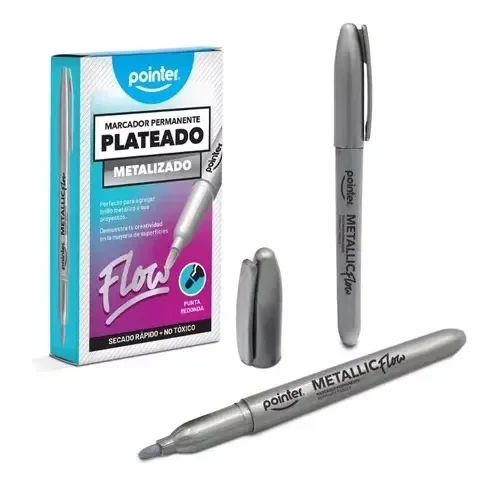 MARCADOR PERMANENTE SILVER METALIC POINTER PUNTA FINA