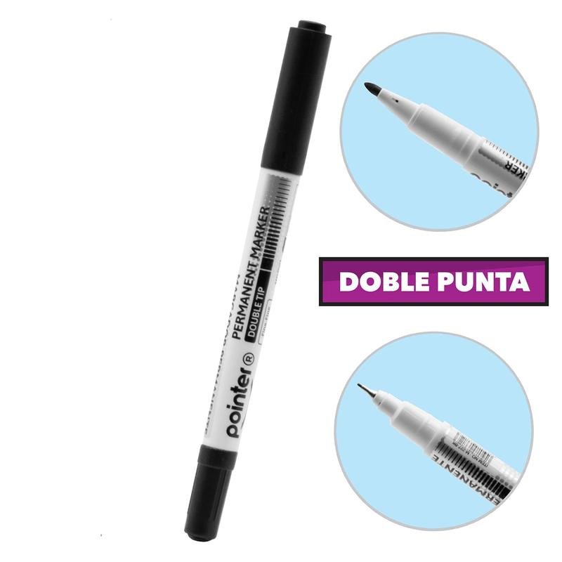 MARCADOR PERMANENTE DOBLE PUNTA POINTER NEGRO PUNTA FINA Y GRUESA