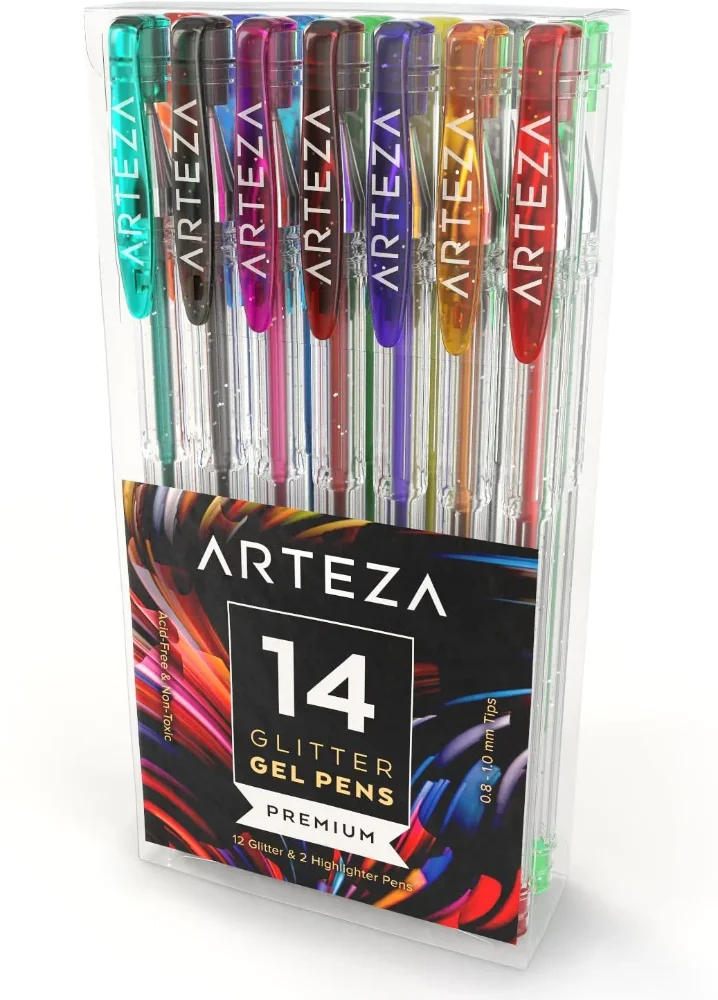 BOLIGRAFO METALIZADO DE COLORES  GLITTER PEN 1MM C/TAPA X12