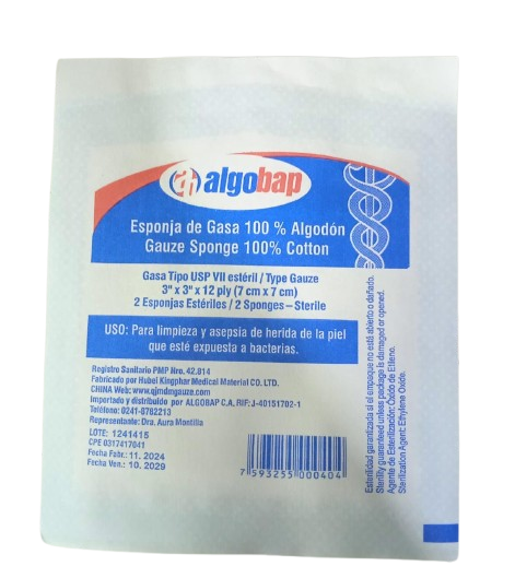 ESPONJA DE GASA TIPO 3X3 MARCA ALGOBAP