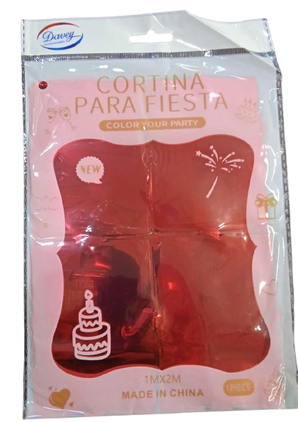 CORTINA PARA FIESTAS COLOR ROJO DE 1M X2M MARCA DAVEY