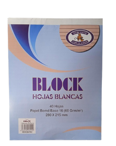 BLOCK DE HOJAS BLANCAS 280X 215 X40 U