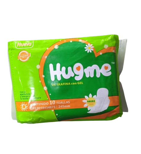 TOALLAS INTIMAS MARCA HUGME ULTRAFINA CON GEL X 10