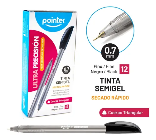 BOLIGRAFO SEMIGEL POINTER 0,7MM NEGRO XUND