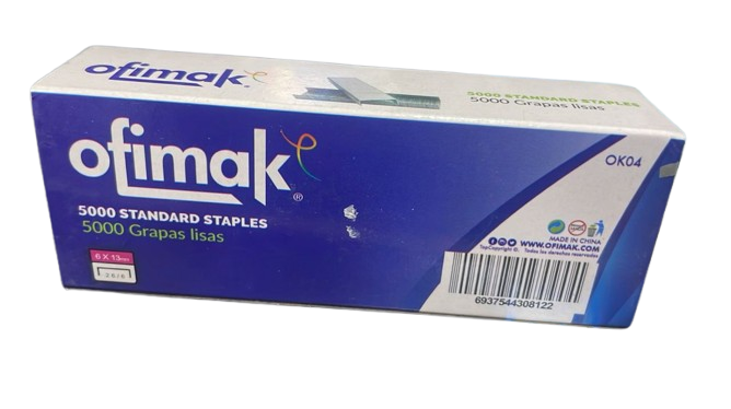 GRAPAS LISAS OFIMAK 5000 UNIDADES 6X13mm