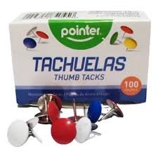 TACHUELAS PLANAS COLORES SURTIDOS POINTER X100